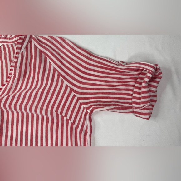 Cato Red and White Striped Button Down Shirt Button Front Size Large - Picture 8 of 10
